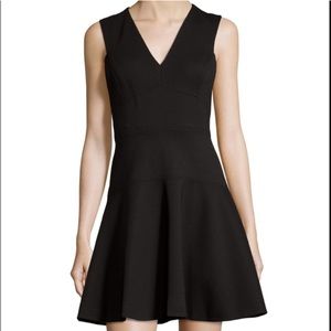 Rebecca Taylor Black V-Neck Fit & Flare Dress